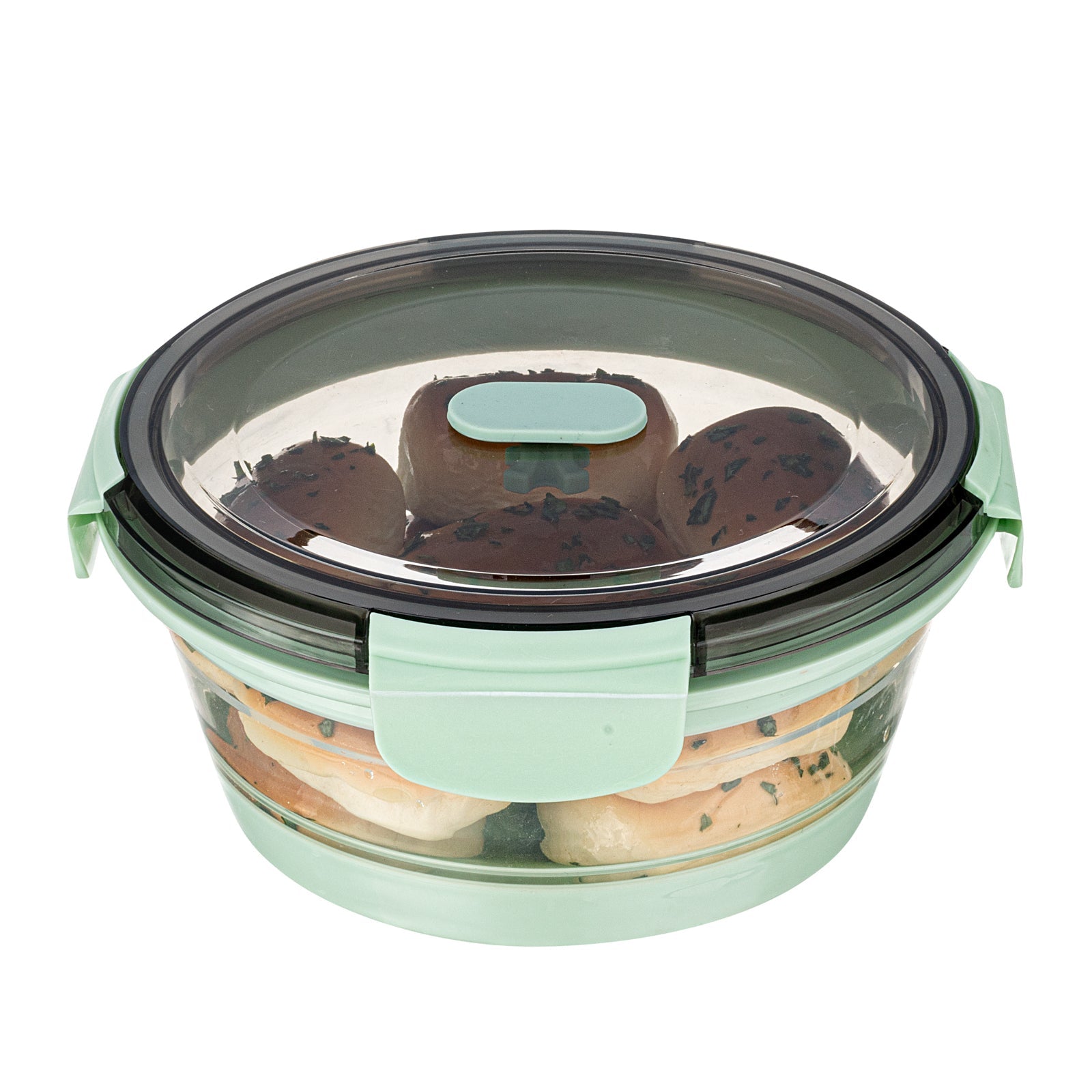 Fresh Hero 34 oz Green Plastic Airtight Food Storage Container - with Vented Lid, Collapsible - 7 1/4" x 7 1/4" x 3" - 1 count box
