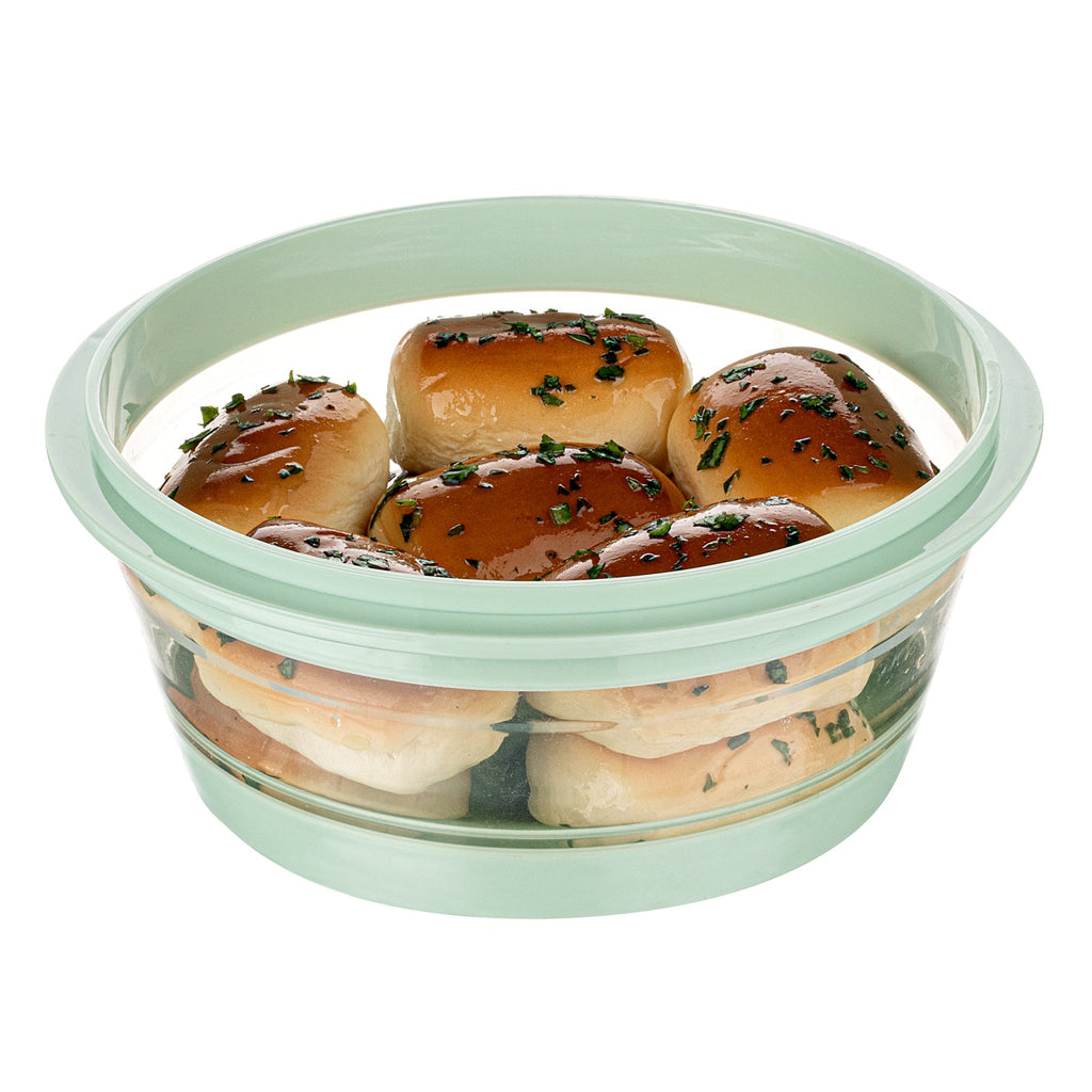 Fresh Hero 34 oz Green Plastic Airtight Food Storage Container - with Vented Lid, Collapsible - 7 1/4" x 7 1/4" x 3" - 1 count box