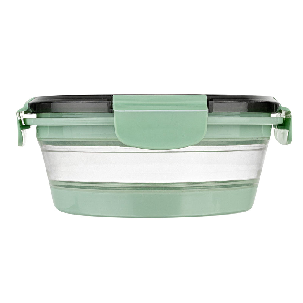 Fresh Hero 34 oz Green Plastic Airtight Food Storage Container - with Vented Lid, Collapsible - 7 1/4" x 7 1/4" x 3" - 20 count box