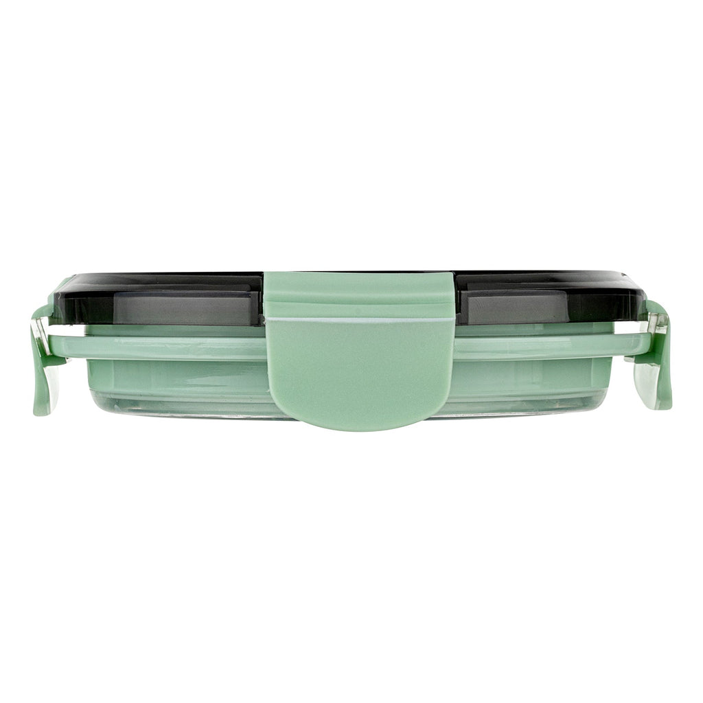 Fresh Hero 34 oz Green Plastic Airtight Food Storage Container - with Vented Lid, Collapsible - 7 1/4" x 7 1/4" x 3" - 20 count box