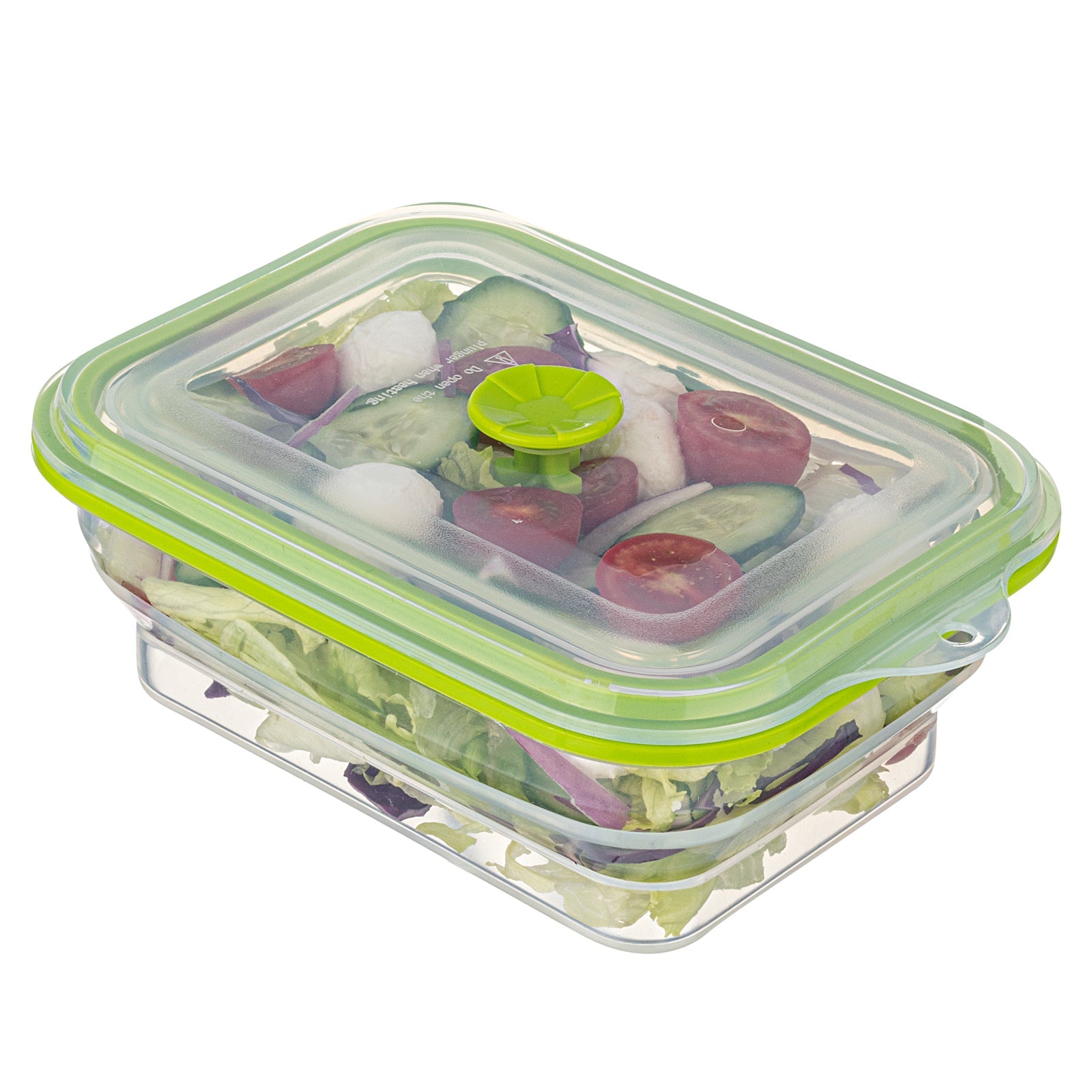 Fresh Hero 32 oz Green Silicone Airtight Food Storage Container - with Vented Lid, Collapsible - 7 3/4" x 5 1/2" x 2 3/4" - 1 count box