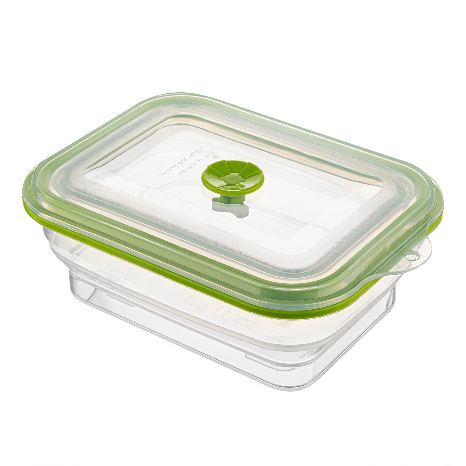 Fresh Hero 32 oz Green Silicone Airtight Food Storage Container - with Vented Lid, Collapsible - 7 3/4" x 5 1/2" x 2 3/4" - 20 count box