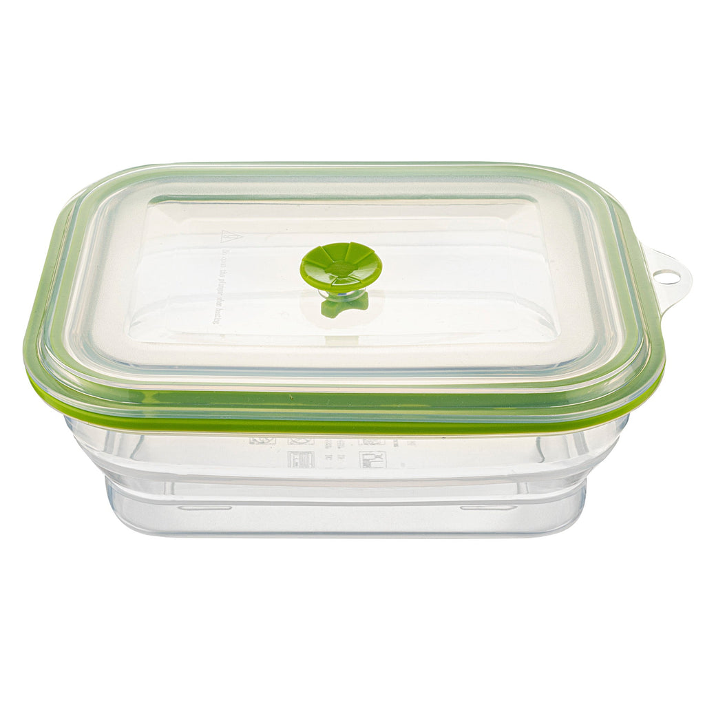 Fresh Hero 51 oz Green Silicone Airtight Food Storage Container - with Vented Lid, Collapsible - 9 1/4" x 7" x 3" - 1 count box
