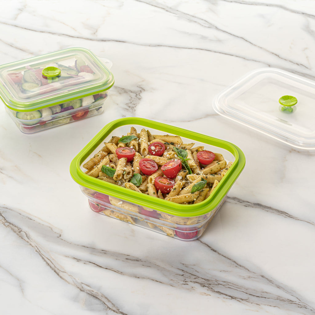 Fresh Hero 51 oz Green Silicone Airtight Food Storage Container - with Vented Lid, Collapsible - 9 1/4" x 7" x 3" - 1 count box