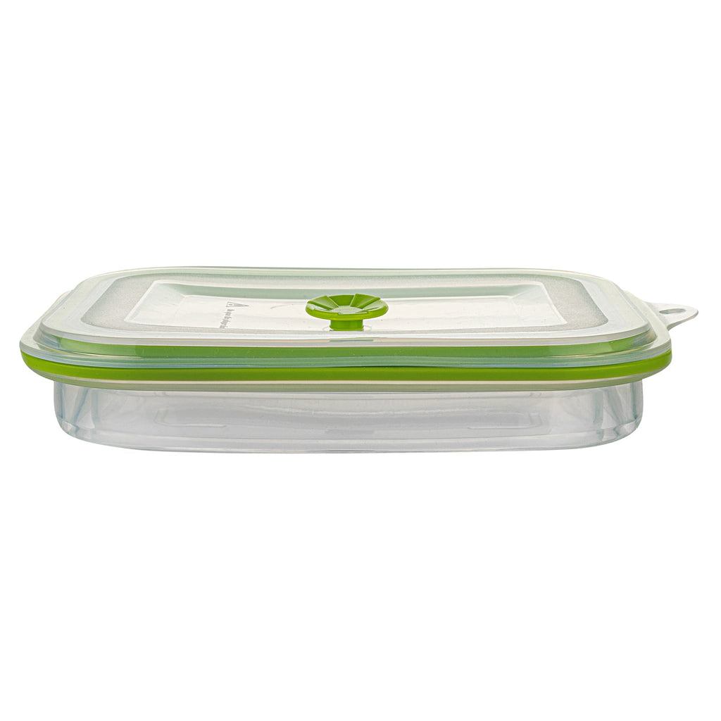 Fresh Hero 51 oz Green Silicone Airtight Food Storage Container - with Vented Lid, Collapsible - 9 1/4" x 7" x 3" - 20 count box