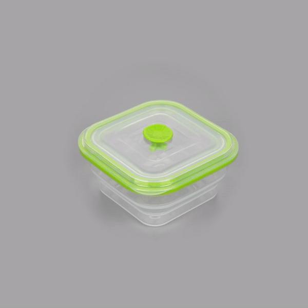 Fresh Hero 16 oz Green Silicone Airtight Food Storage Container - with Vented Lid, Collapsible - 5 1/4" x 5 1/4" x 2 3/4" - 1 count box