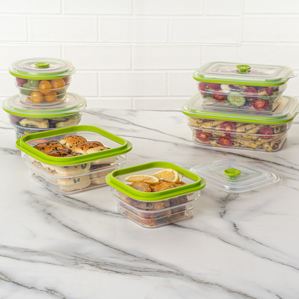 Fresh Hero 16 oz Green Silicone Airtight Food Storage Container - with Vented Lid, Collapsible - 5 1/4" x 5 1/4" x 2 3/4" - 1 count box