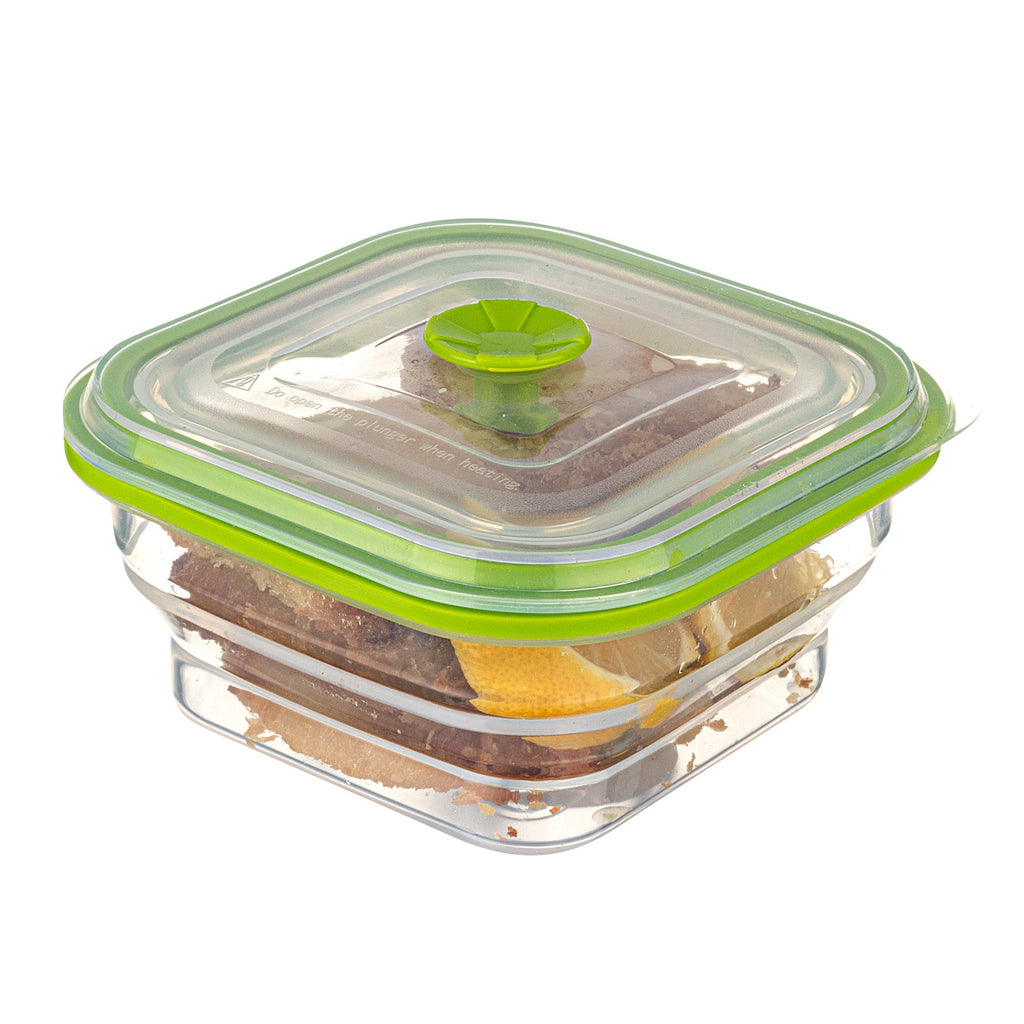 Fresh Hero 16 oz Green Silicone Airtight Food Storage Container - with Vented Lid, Collapsible - 5 1/4" x 5 1/4" x 2 3/4" - 20 count box