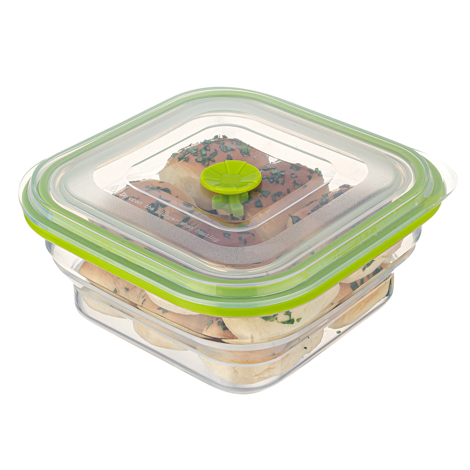 Fresh Hero 37 oz Green Silicone Airtight Food Storage Container - with Vented Lid, Collapsible - 7" x 7" x 3" - 20 count box