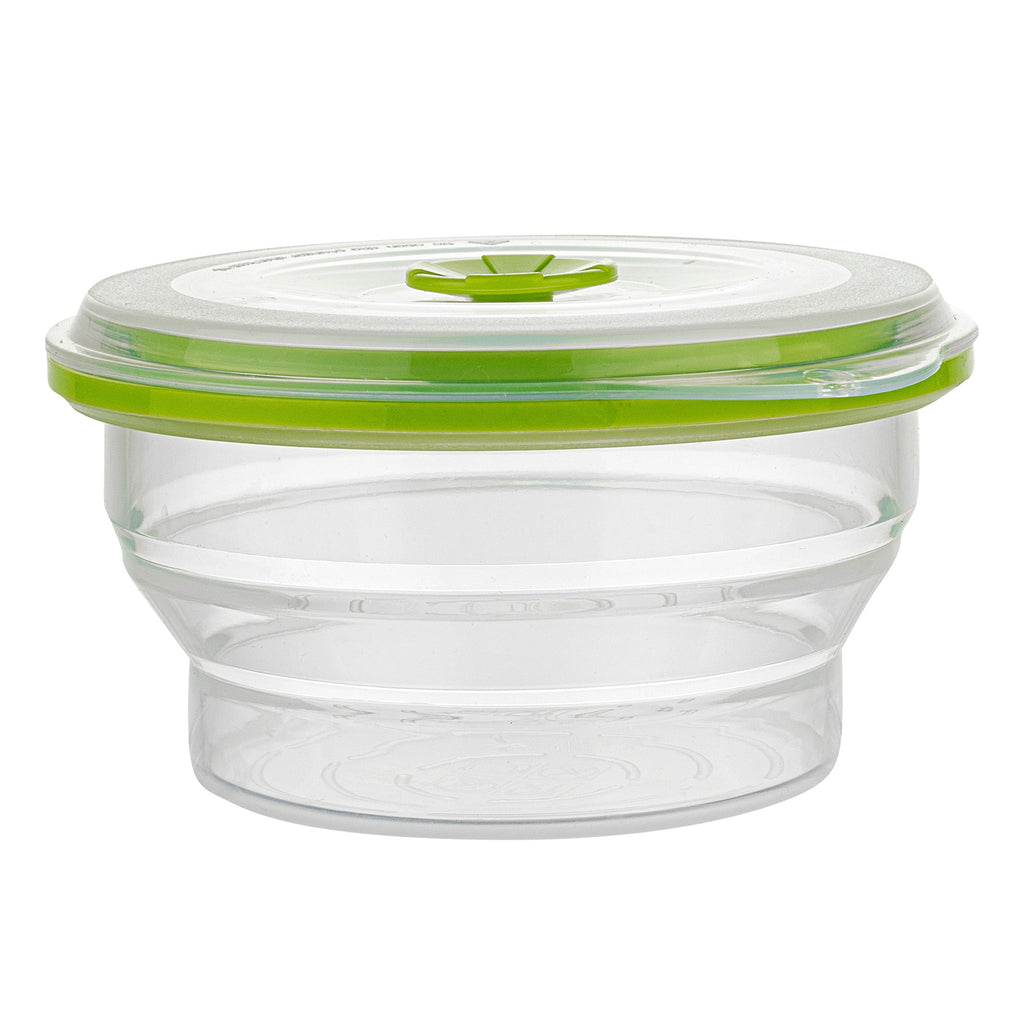 Fresh Hero 16 oz Green Silicone Airtight Food Storage Container - with Vented Lid, Collapsible - 5 3/4" x 5 3/4" x 2 3/4" - 1 count box