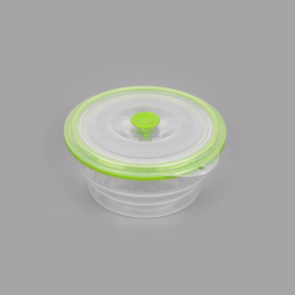Fresh Hero 31 oz Green Silicone Airtight Food Storage Container - with Vented Lid, Collapsible - 7" x 7" x 3" - 1 count box