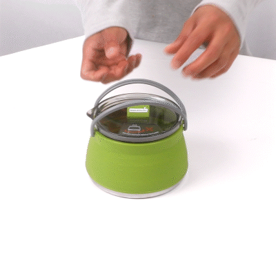 Hi Tek 1L Green Silicone Collapsible Kettle - with Lid - 6" x 6" x 4 1/4" - 1 count box