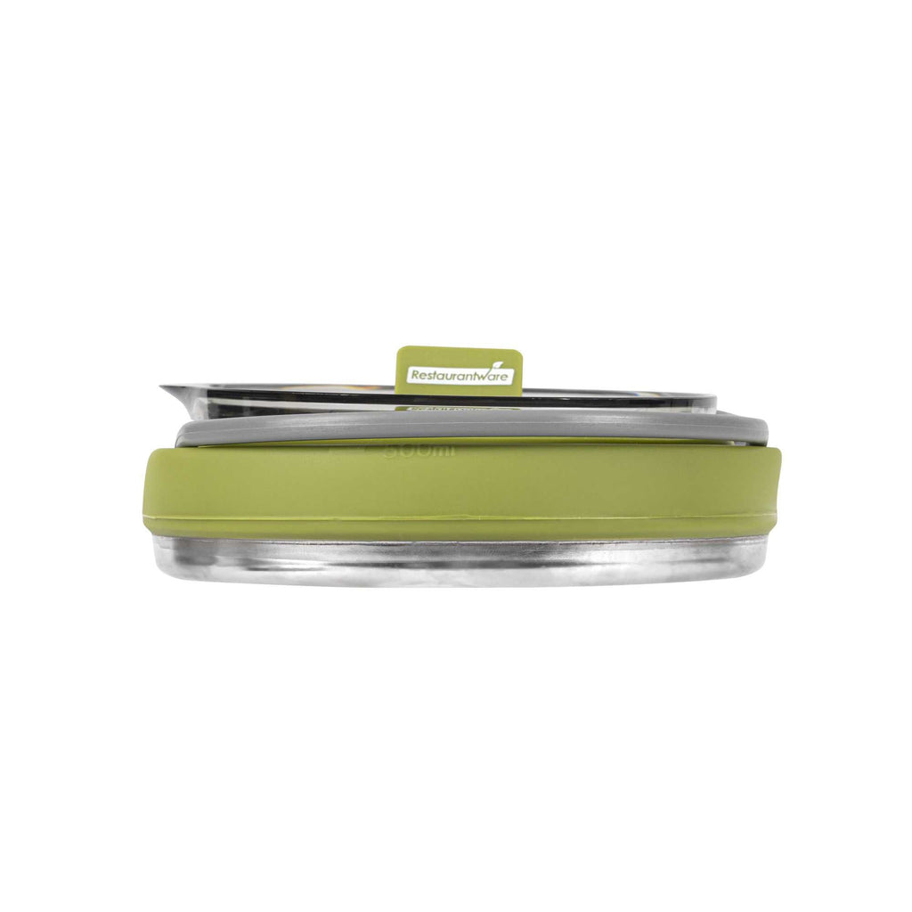 Hi Tek 1L Green Silicone Collapsible Kettle - with Lid - 6" x 6" x 4 1/4" - 1 count box