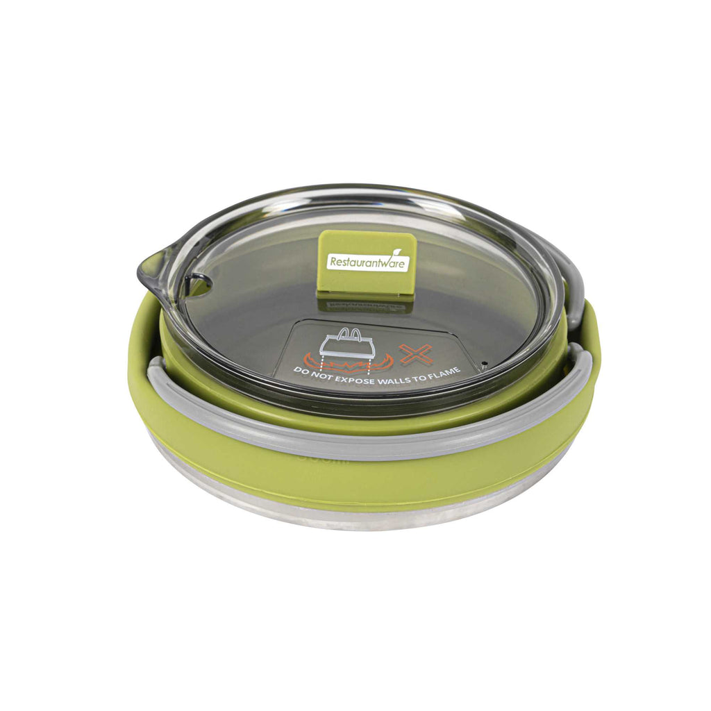 Hi Tek 1L Green Silicone Collapsible Kettle - with Lid - 6" x 6" x 4 1/4" - 20 count box