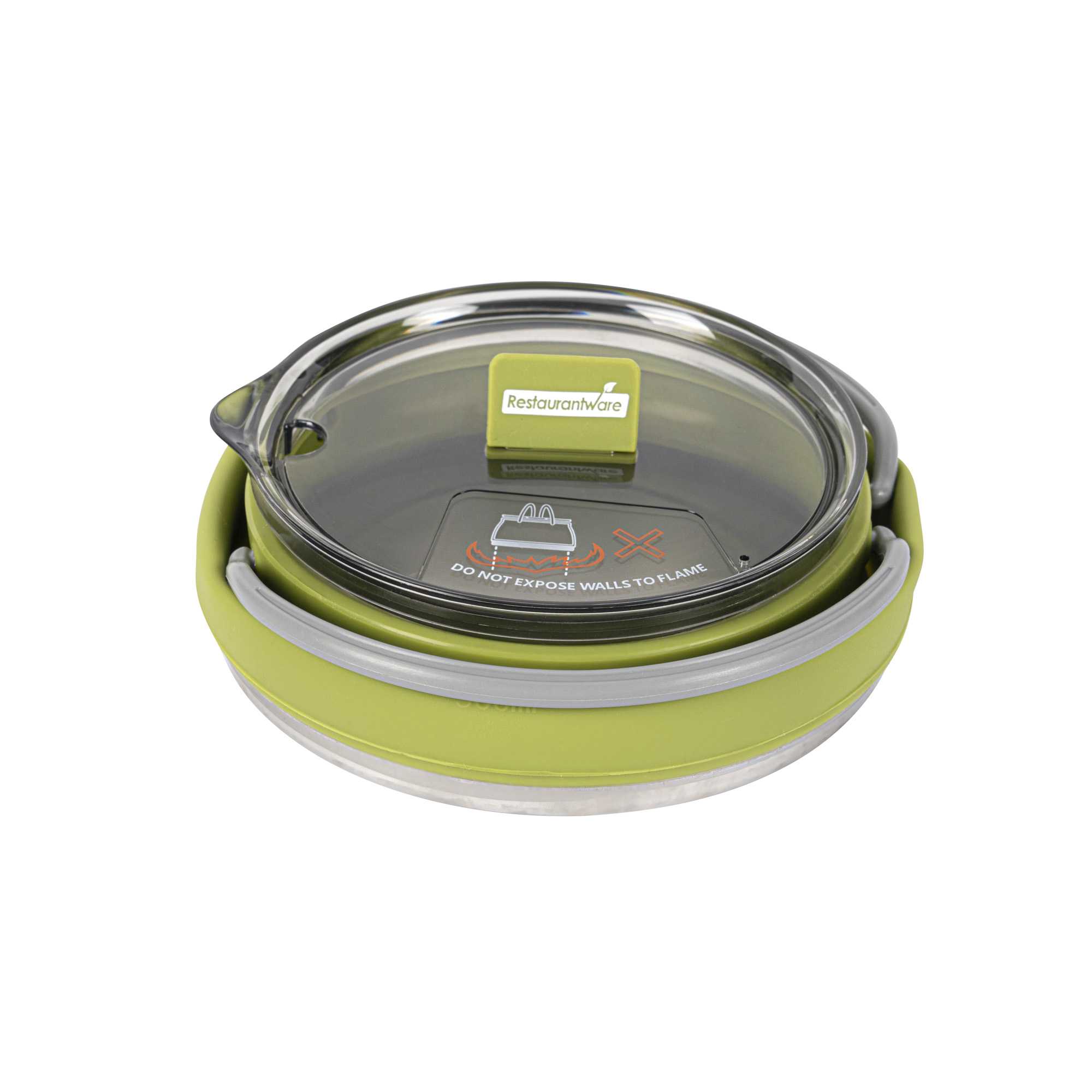 Hi Tek 1L Green Silicone Collapsible Kettle - with Lid - 6" x 6" x 4 1/4" - 20 count box