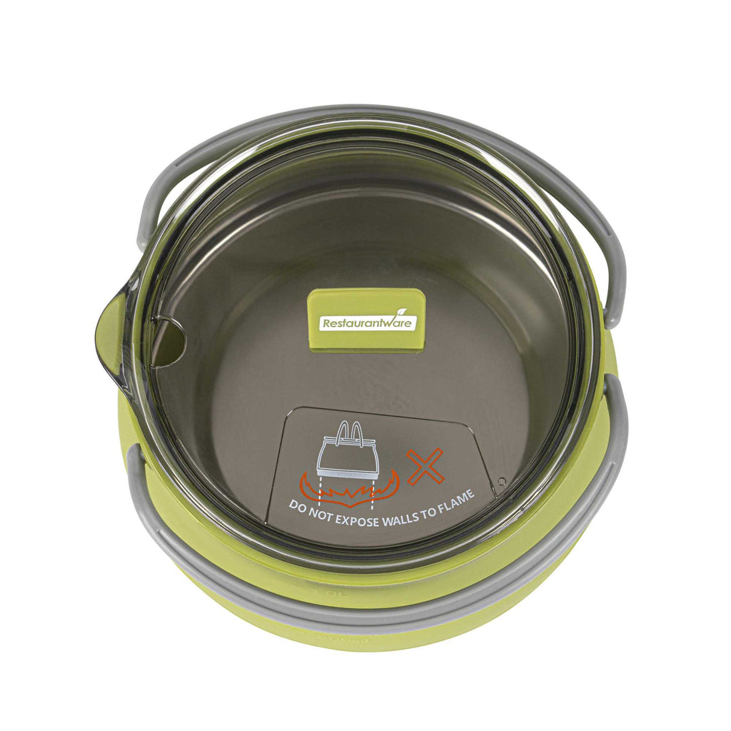Hi Tek 1L Green Silicone Collapsible Kettle - with Lid - 6" x 6" x 4 1/4" - 20 count box
