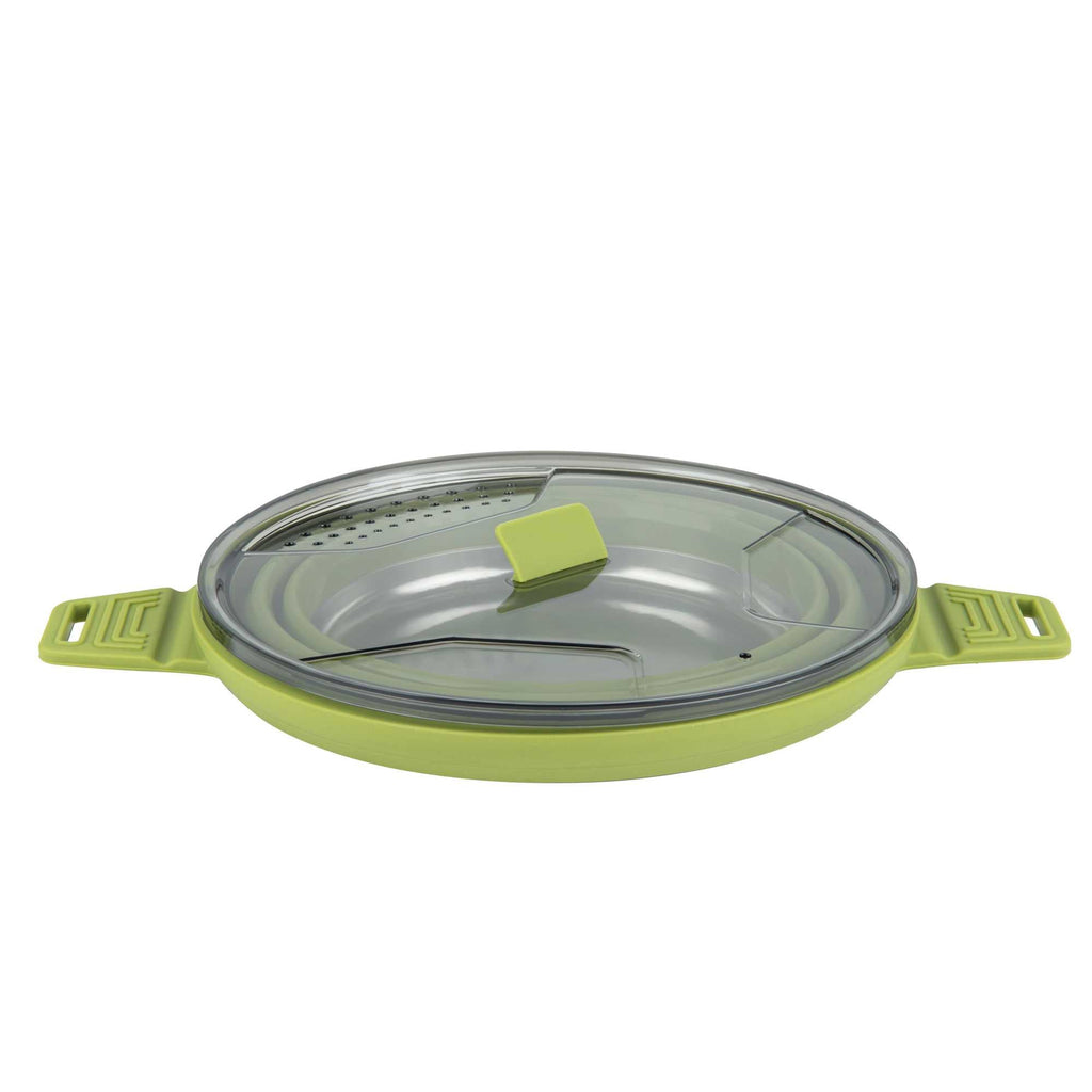 Hi Tek 2.5L Green Silicone Collapsible Pot - with Lid - 12 1/2" x 8 3/4" x 4 3/4" - 20 count box