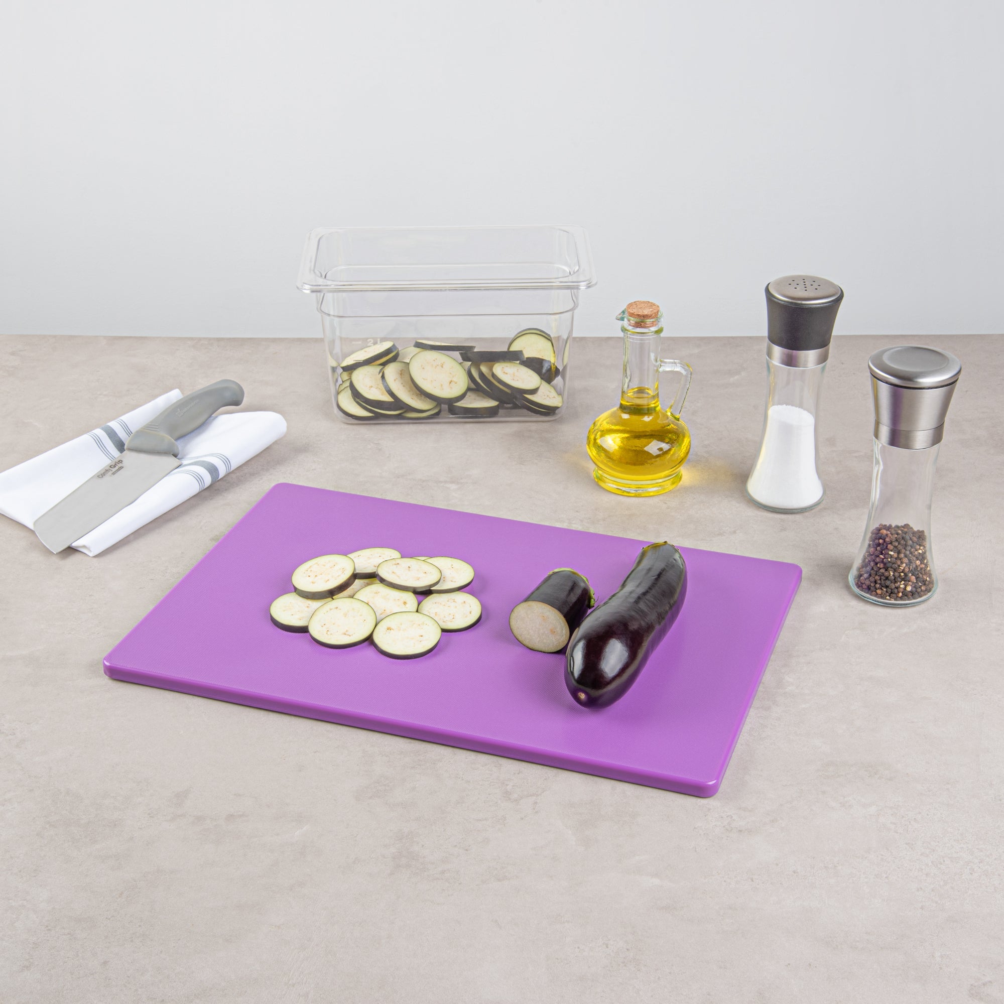 Chef 101 Purple Plastic Cutting Board - 18" x 12" - 10 count box