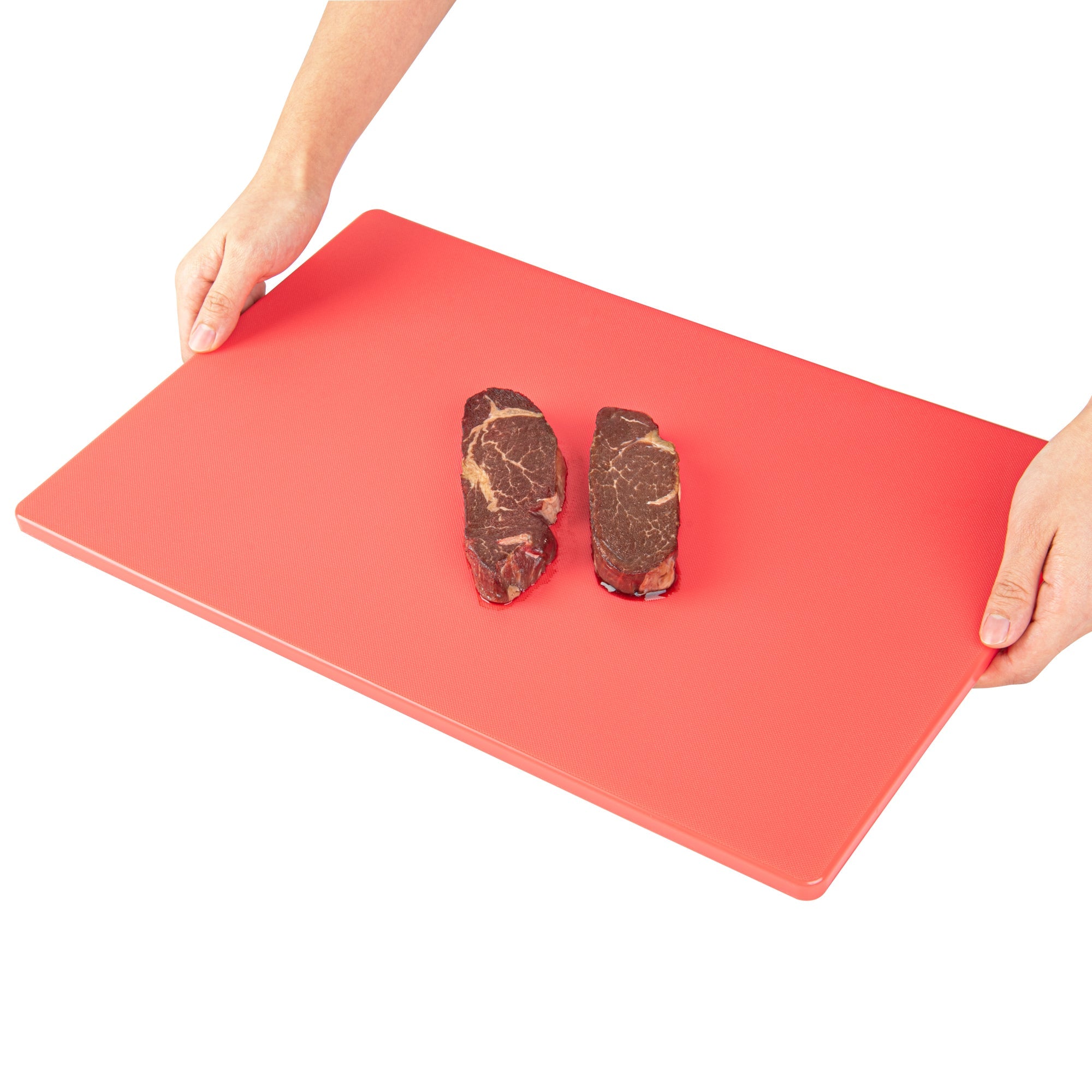 Chef 101 Red Plastic Cutting Board - 18" x 12" - 1 count box
