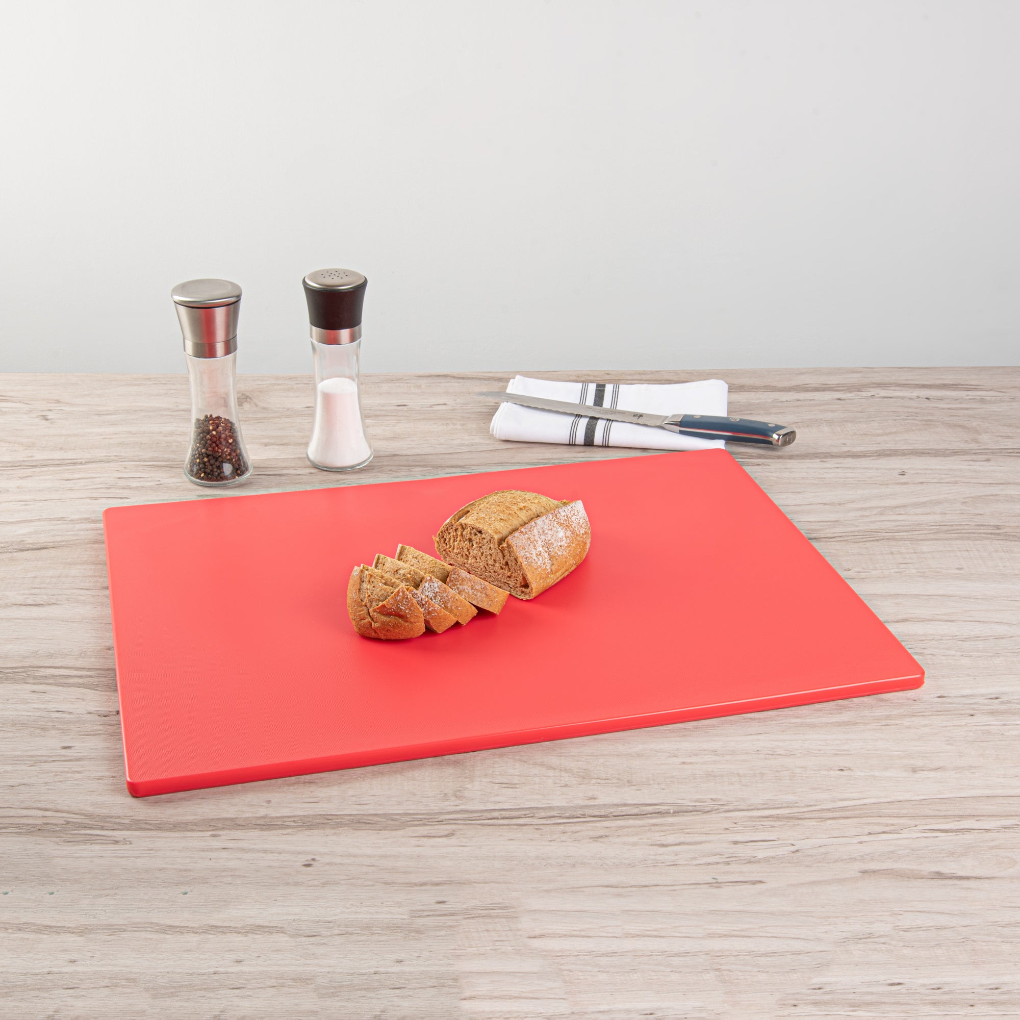 Chef 101 Red Plastic Cutting Board - 24" x 18" - 10 count box