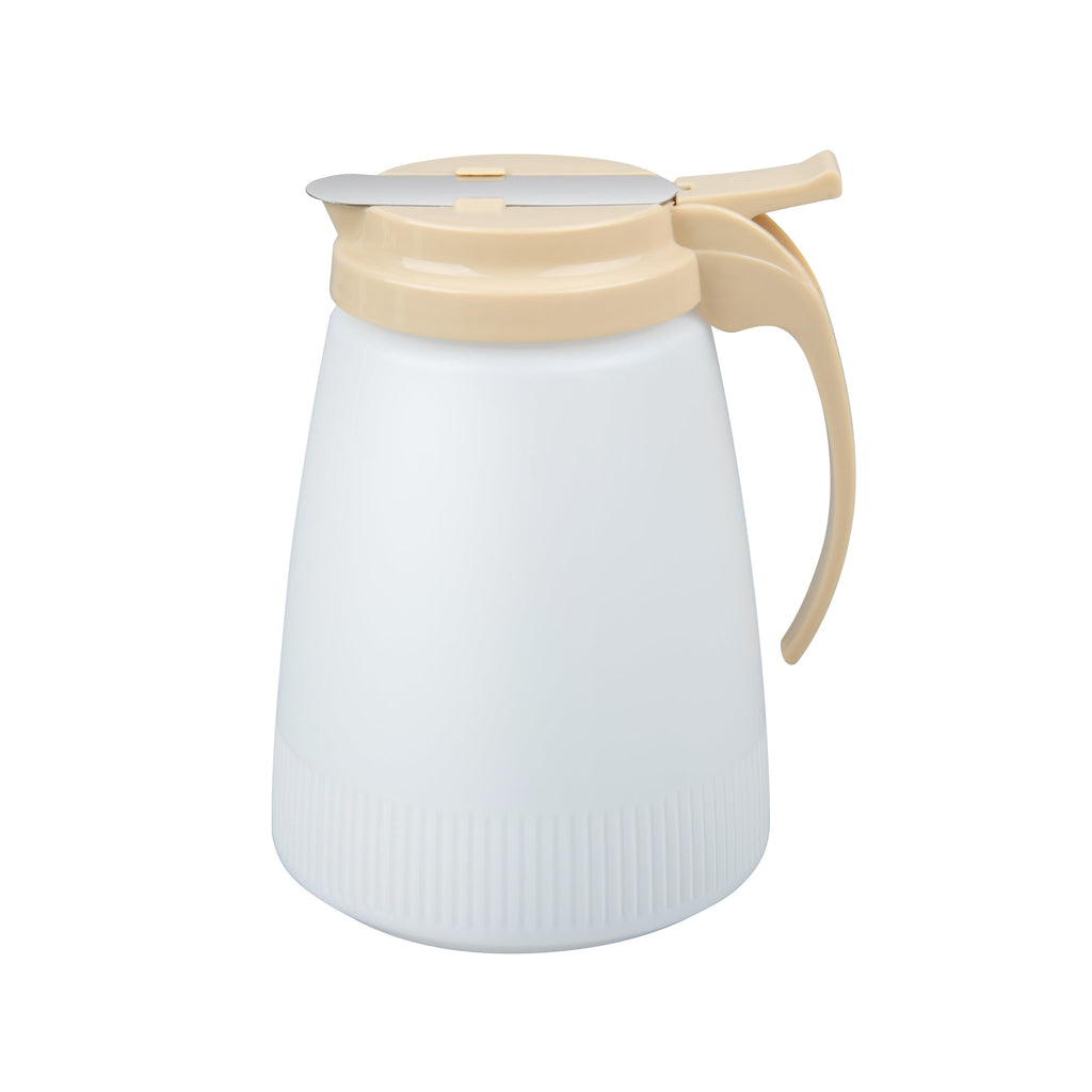 Chef 101 48 oz Beige Plastic All Purpose / Syrup Dispenser - 5 3/4" x 5" x 6 3/4" - 10 count box