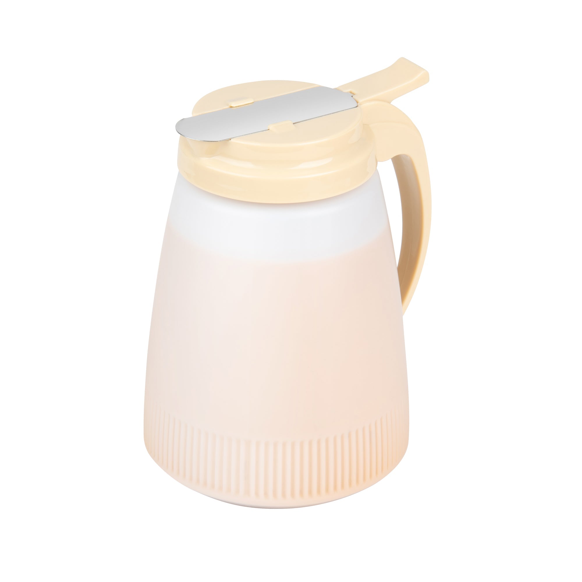 Chef 101 48 oz Beige Plastic All Purpose / Syrup Dispenser - 5 3/4" x 5" x 6 3/4" - 10 count box