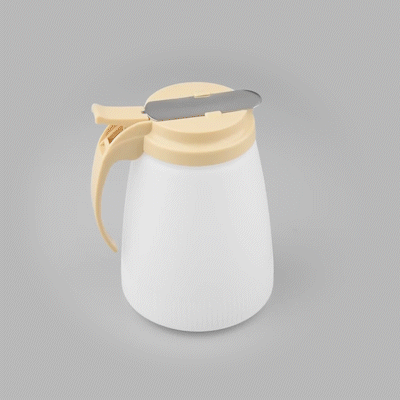 Chef 101 48 oz Beige Plastic All Purpose / Syrup Dispenser - 5 3/4" x 5" x 6 3/4" - 10 count box