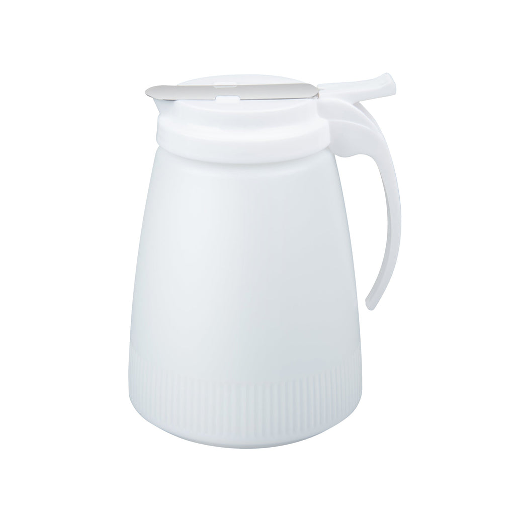 Chef 101 48 oz White Plastic All Purpose / Syrup Dispenser - 5 3/4" x 5" x 6 3/4" - 1 count box
