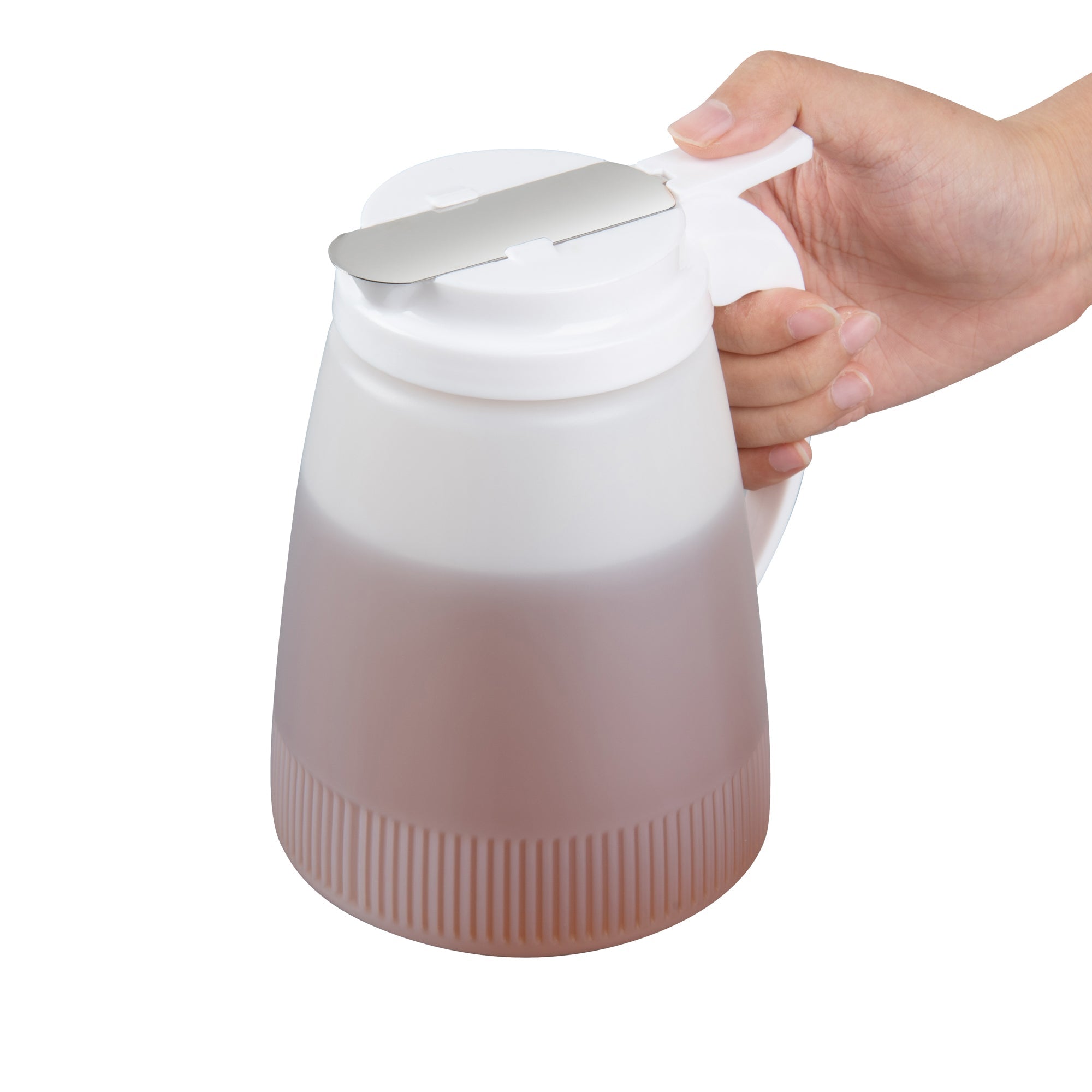 Chef 101 48 oz White Plastic All Purpose / Syrup Dispenser - 5 3/4" x 5" x 6 3/4" - 1 count box