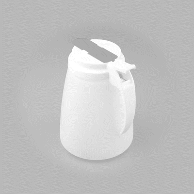 Chef 101 48 oz White Plastic All Purpose / Syrup Dispenser - 5 3/4" x 5" x 6 3/4" - 1 count box