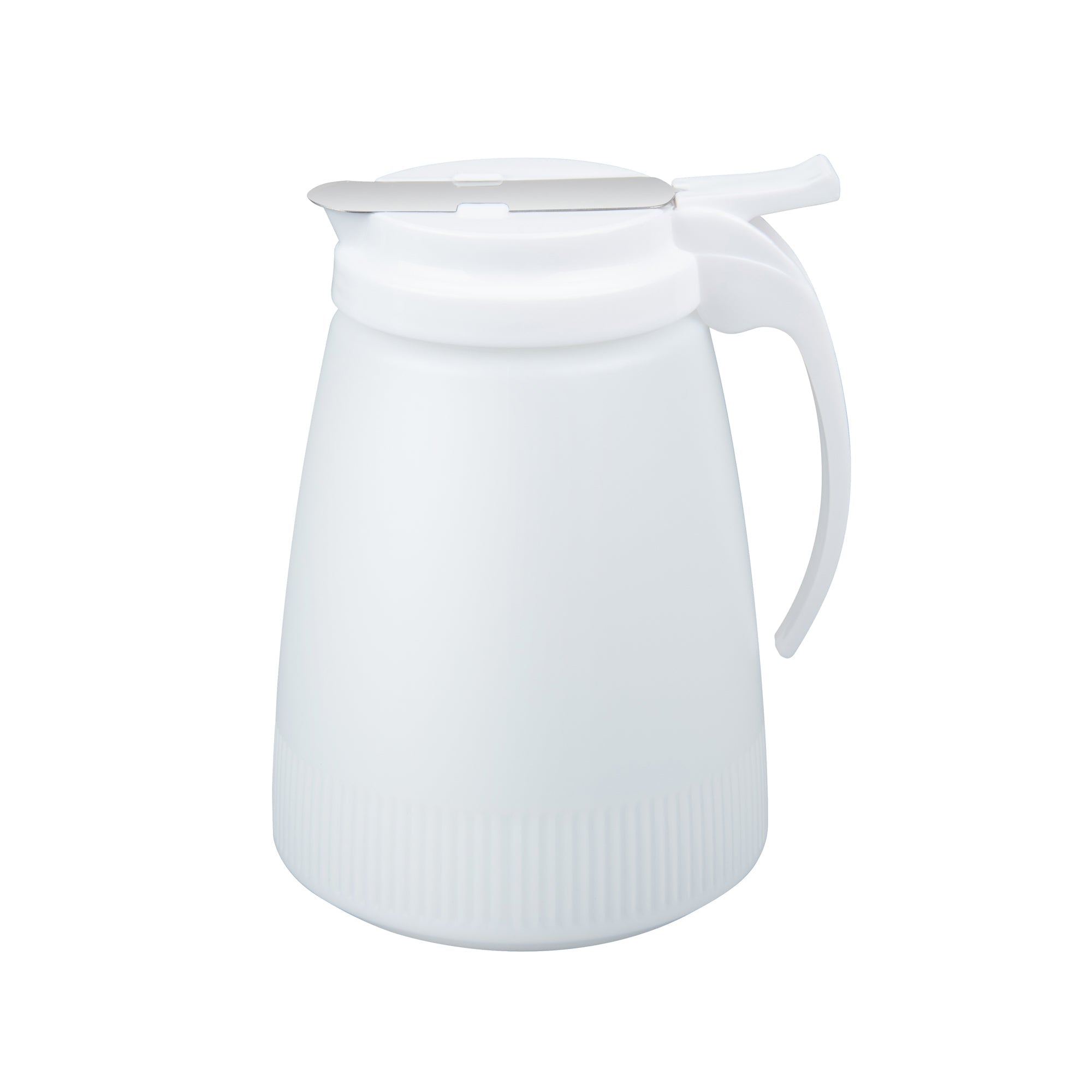 Chef 101 48 oz White Plastic All Purpose / Syrup Dispenser - 5 3/4" x 5" x 6 3/4" - 10 count box