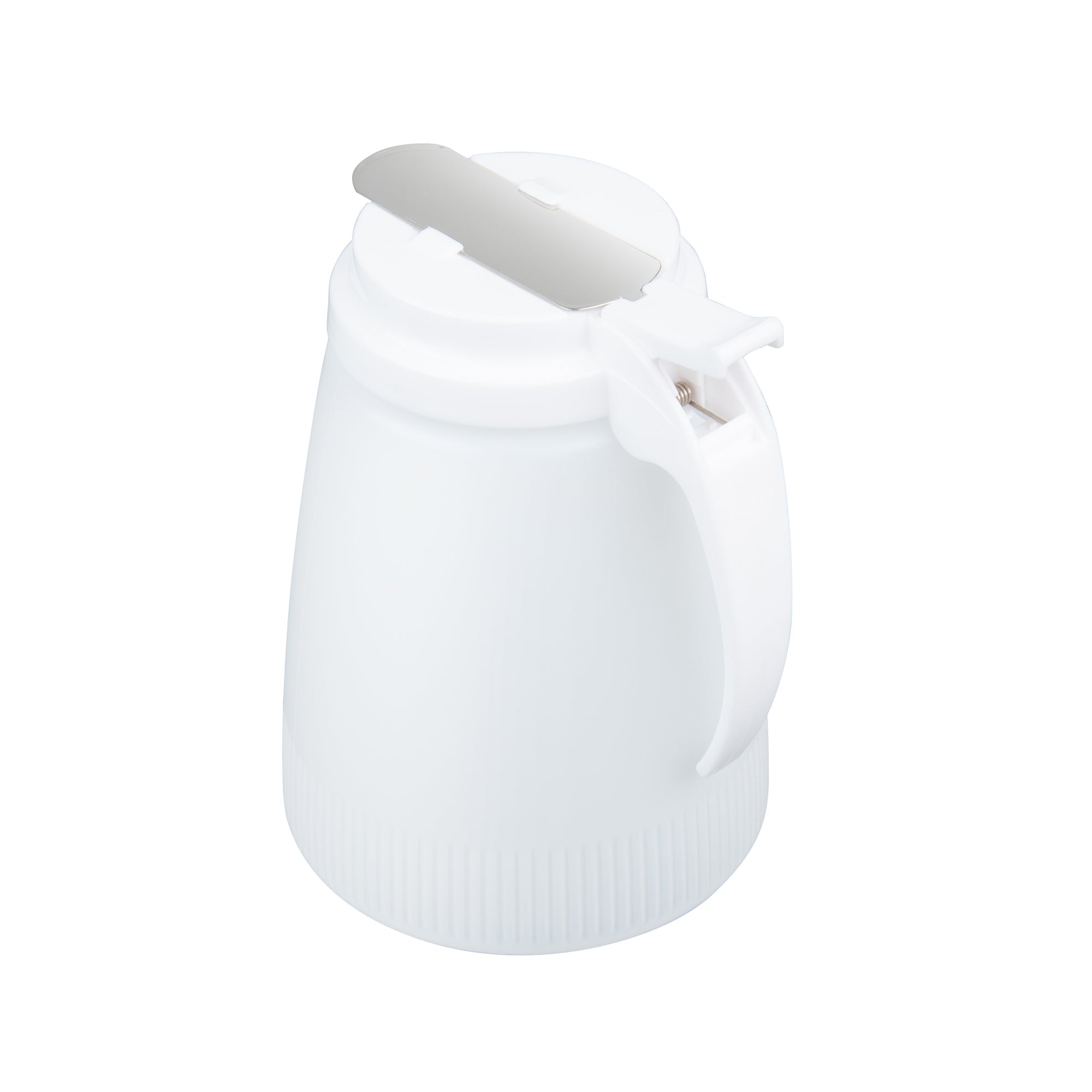 Chef 101 48 oz White Plastic All Purpose / Syrup Dispenser - 5 3/4" x 5" x 6 3/4" - 10 count box