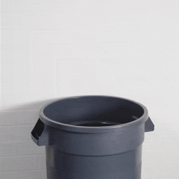 RW Clean 20 gal Gray Plastic Commercial Trash Can / Ingredient Bin - 22" x 19 1/4" x 22 3/4" - 1 count box