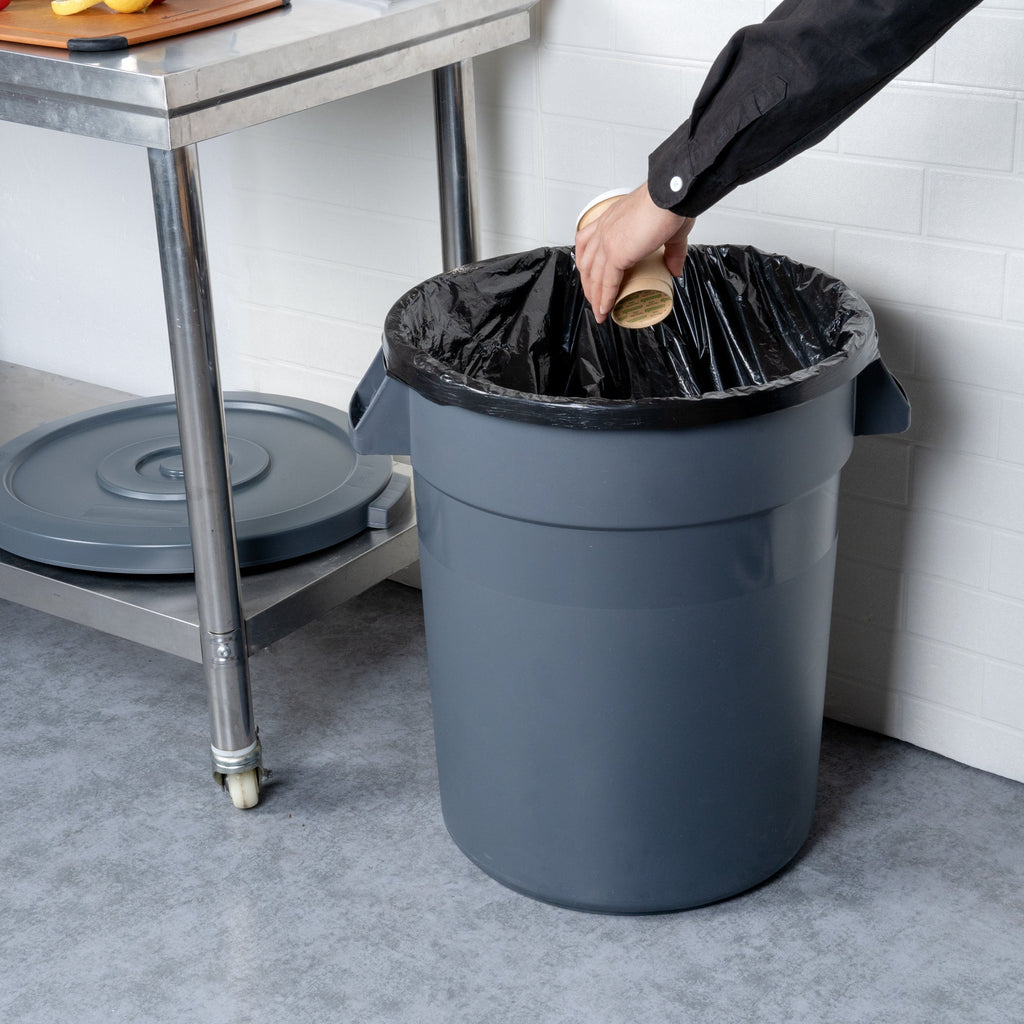 RW Clean 20 gal Gray Plastic Commercial Trash Can / Ingredient Bin - 22" x 19 1/4" x 22 3/4" - 1 count box