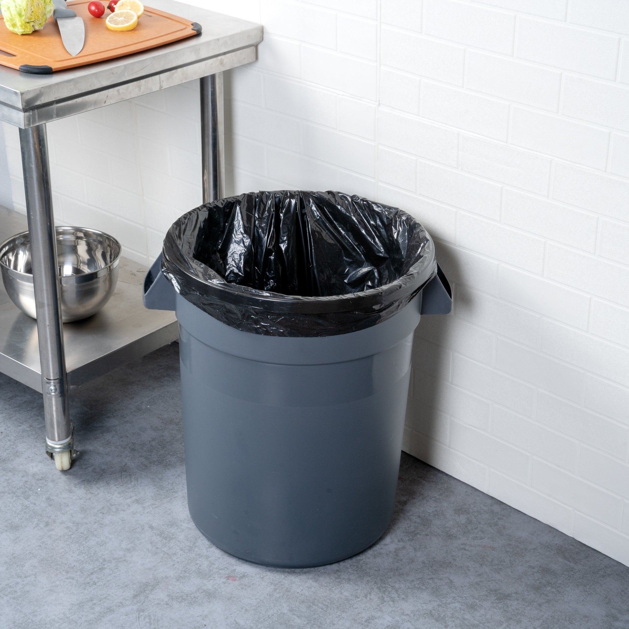 RW Clean 20 gal Gray Plastic Commercial Trash Can / Ingredient Bin - 22" x 19 1/4" x 22 3/4" - 1 count box