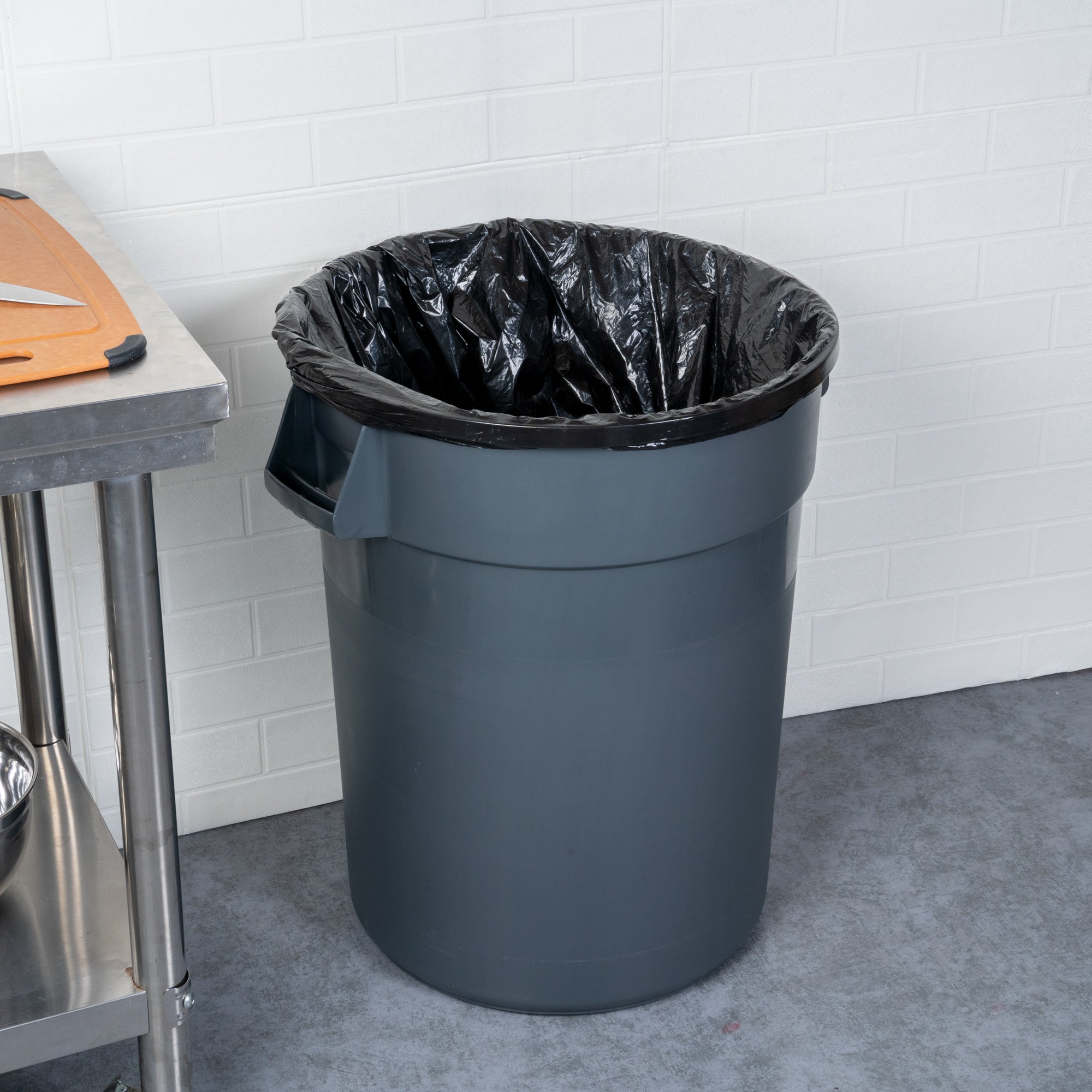 RW Clean 32 gal Gray Plastic Commercial Trash Can / Ingredient Bin - 25" x 22" x 27 1/4" - 1 count box