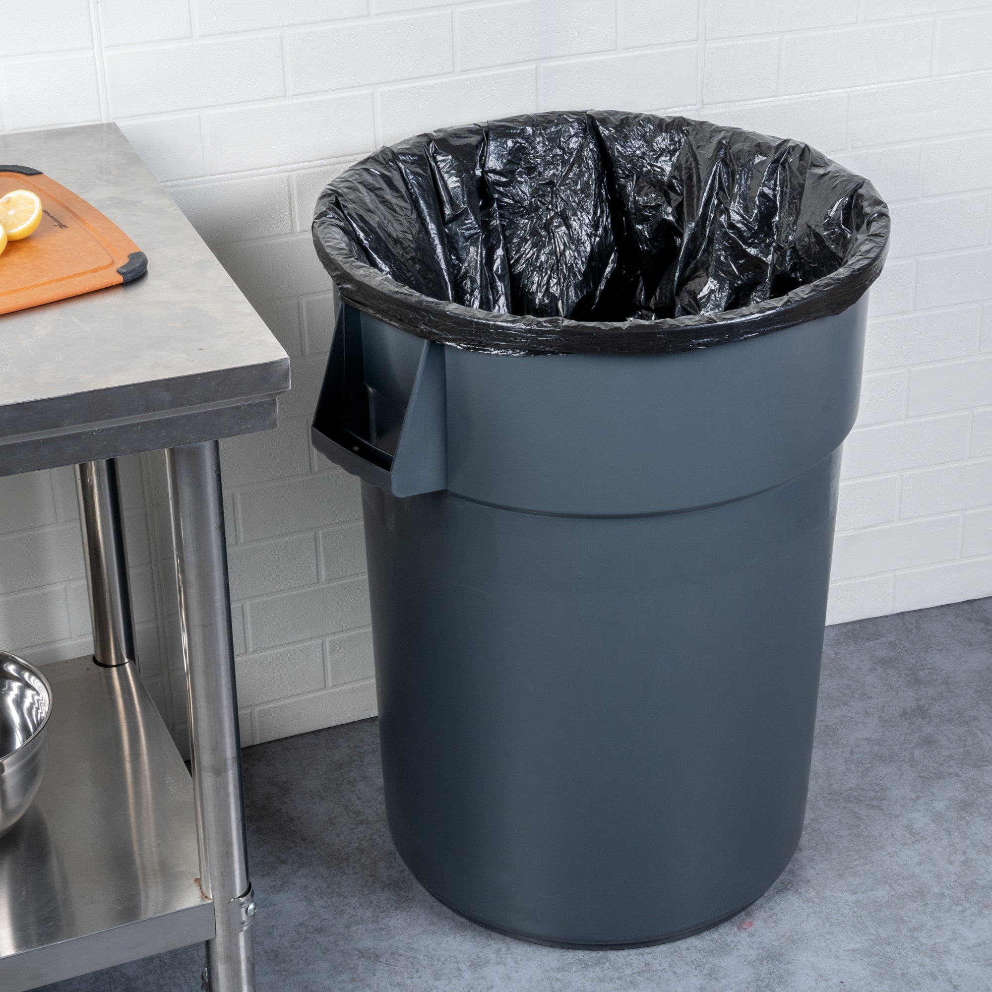 RW Clean 44 gal Gray Plastic Commercial Trash Can / Ingredient Bin - 27 1/2" x 23 3/4" x 31" - 1 count box