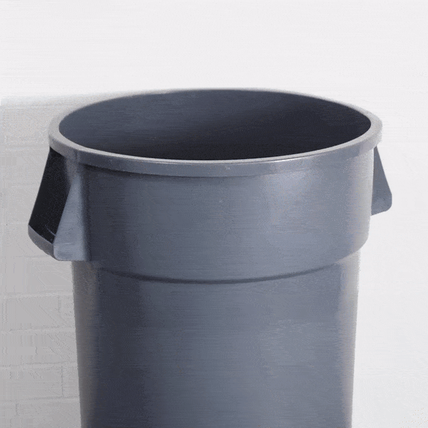 RW Clean 55 gal Gray Plastic Commercial Trash Can / Ingredient Bin - 30 3/4" x 27" x 33 1/4" - 1 count box