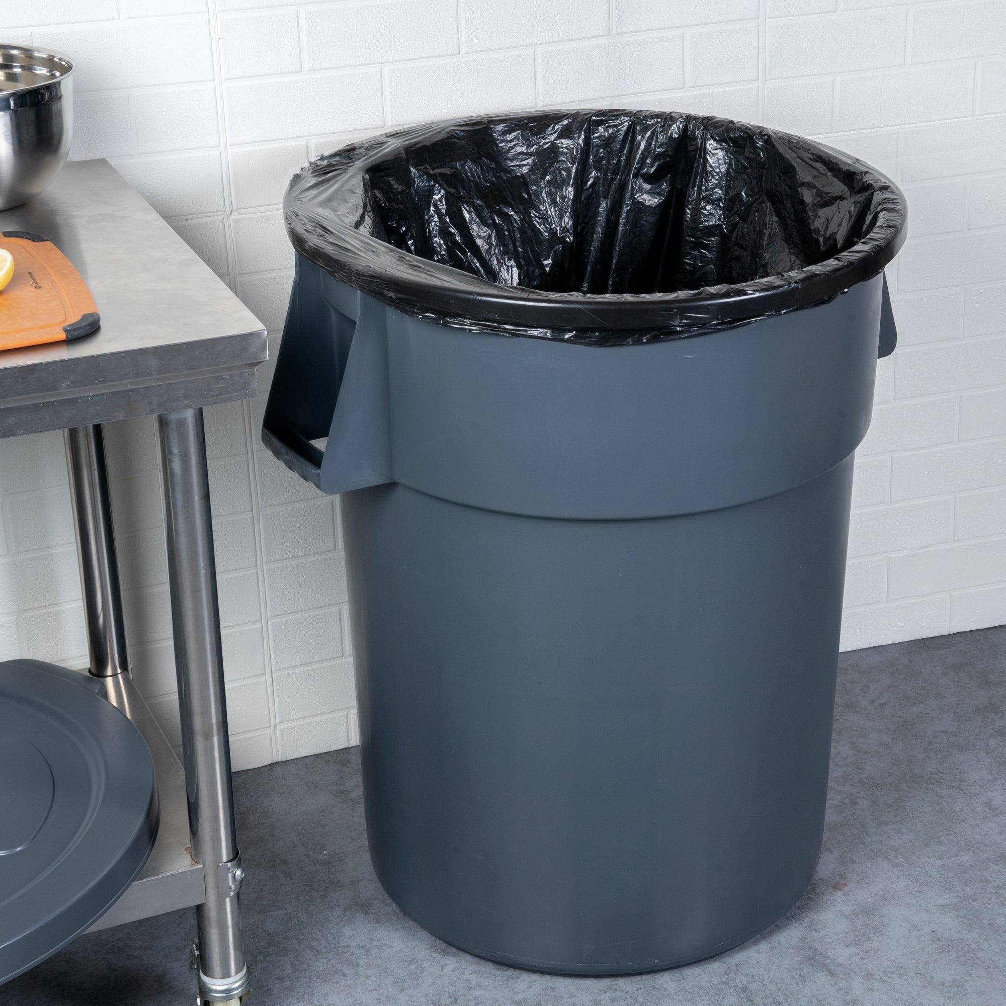 RW Clean 55 gal Gray Plastic Commercial Trash Can / Ingredient Bin - 30 3/4" x 27" x 33 1/4" - 1 count box