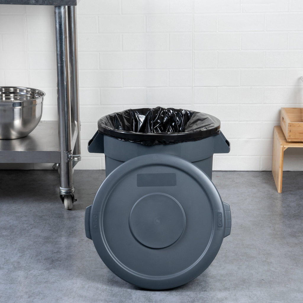 RW Clean Gray Plastic Commercial Trash Can / Ingredient Bin Lid - Fits 10 gal - 1 count box
