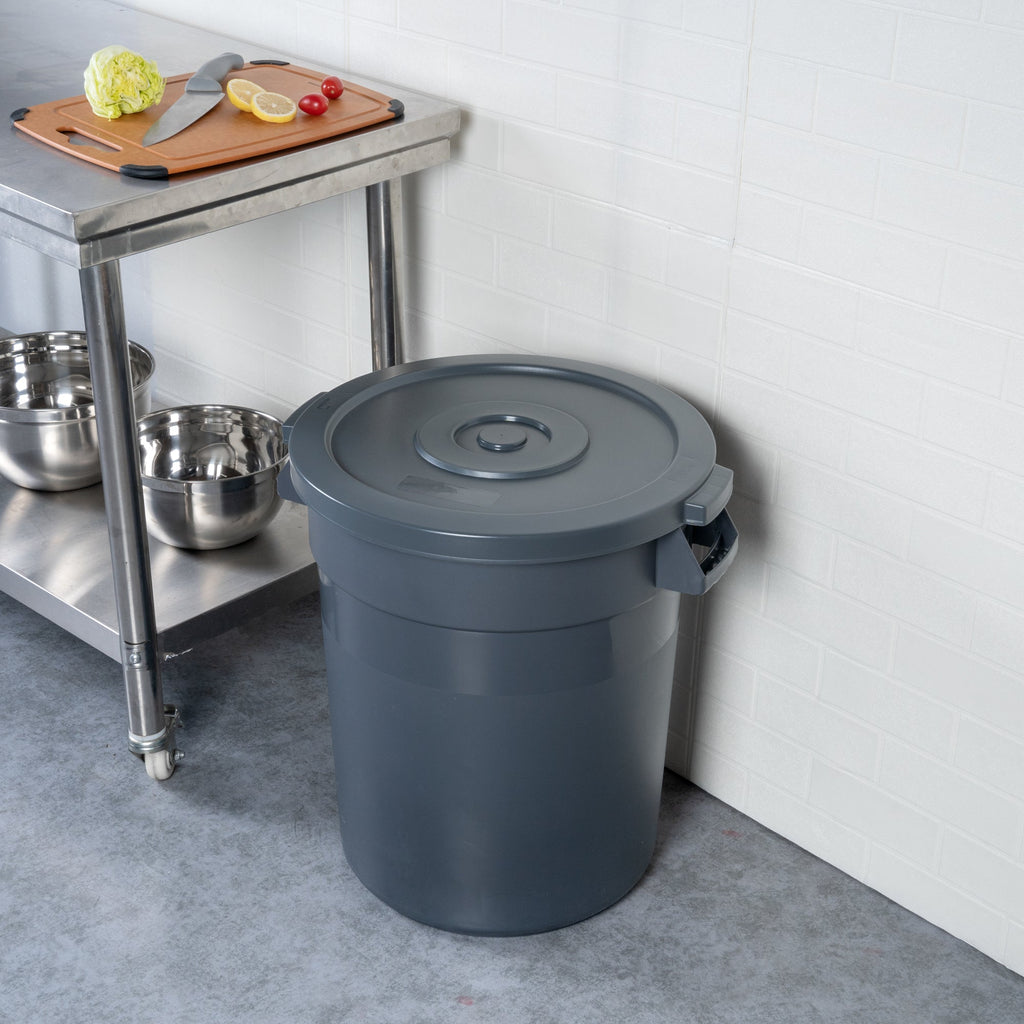 RW Clean Gray Plastic Commercial Trash Can / Ingredient Bin Lid - Fits 20 gal - 1 count box