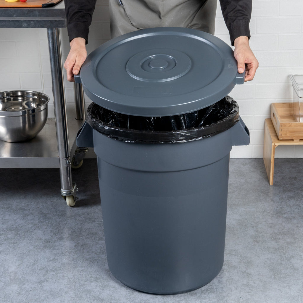 RW Clean Gray Plastic Commercial Trash Can / Ingredient Bin Lid - Fits 20 gal - 1 count box