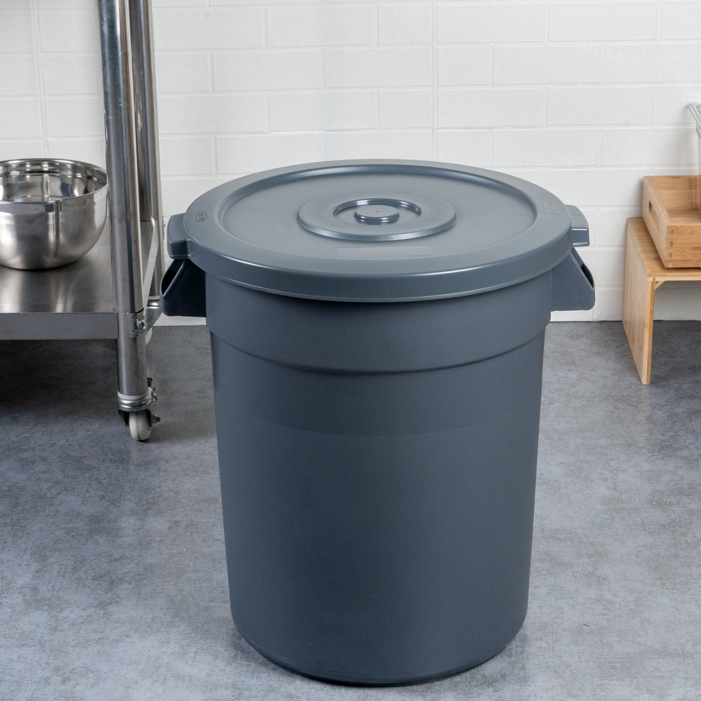 RW Clean Gray Plastic Commercial Trash Can / Ingredient Bin Lid - Fits 20 gal - 1 count box