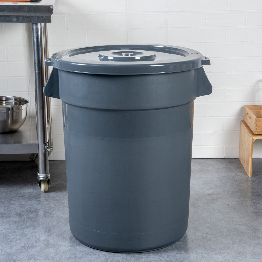 RW Clean Gray Plastic Commercial Trash Can / Ingredient Bin Lid - Fits 32 gal - 1 count box