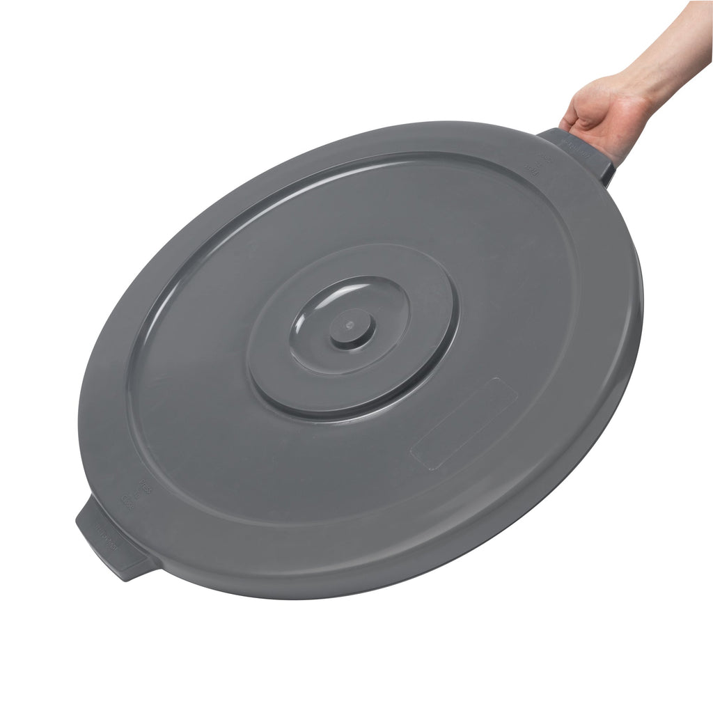 RW Clean Gray Plastic Commercial Trash Can / Ingredient Bin Lid - Fits 44 gal - 1 count box