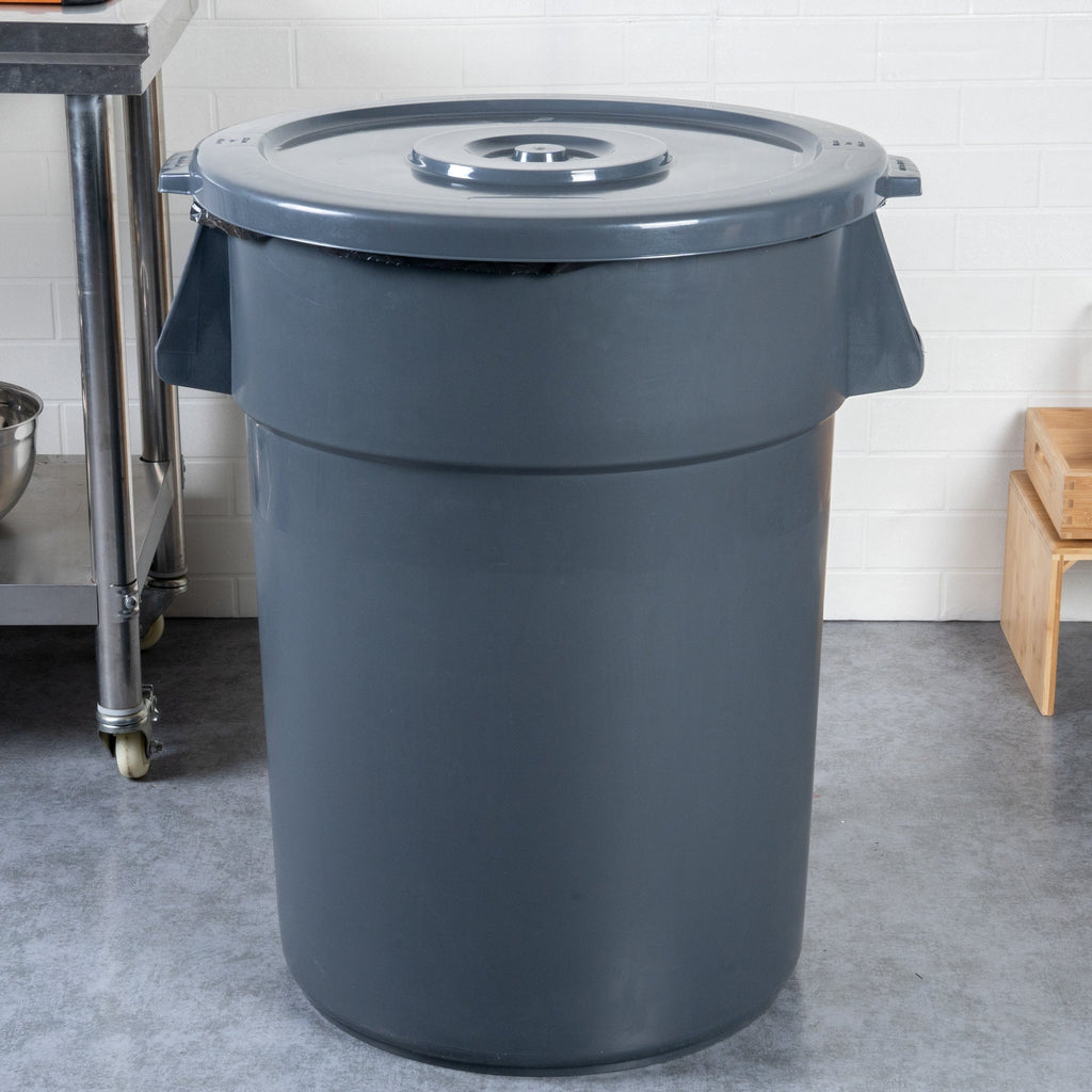 RW Clean Gray Plastic Commercial Trash Can / Ingredient Bin Lid - Fits 44 gal - 1 count box