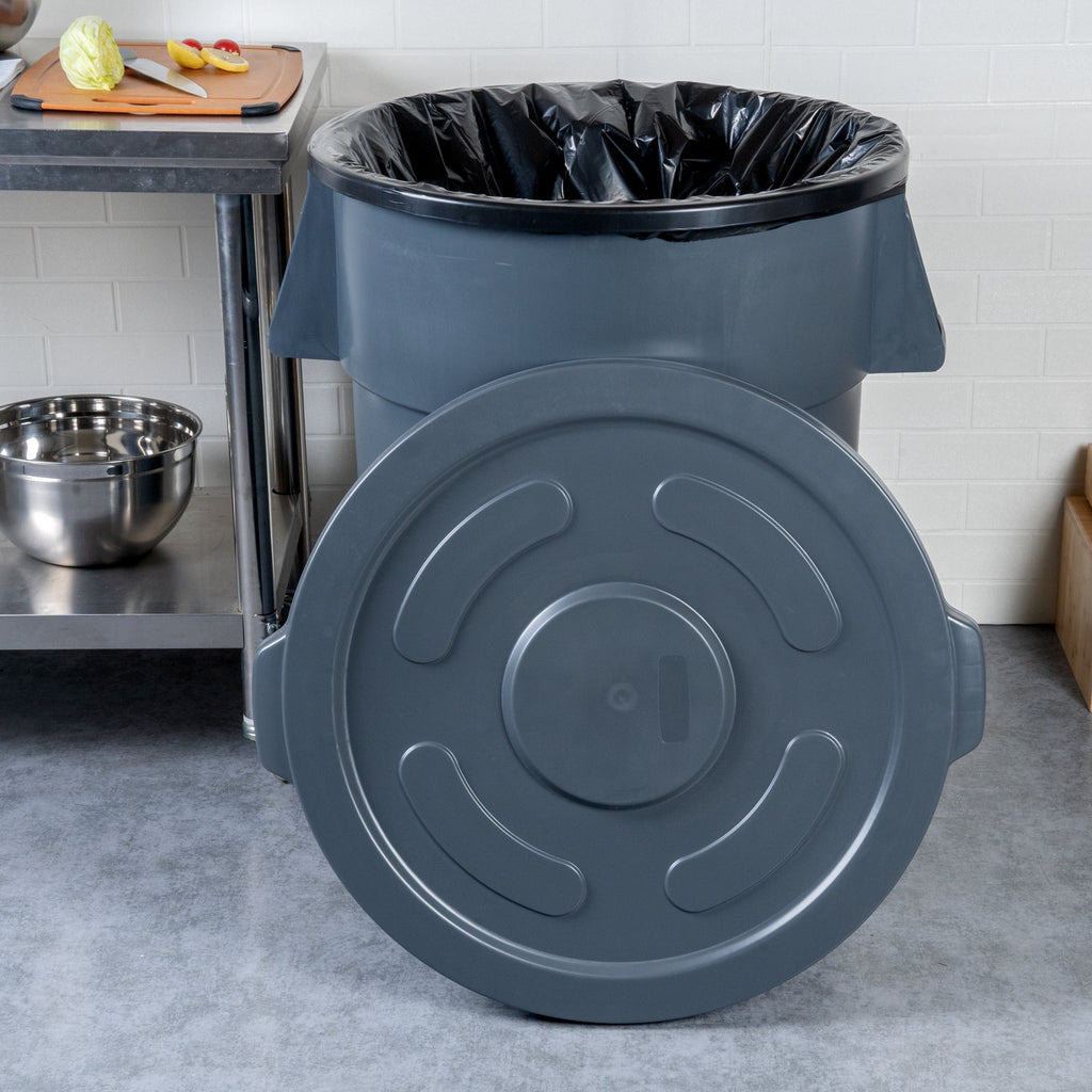 RW Clean Gray Plastic Commercial Trash Can / Ingredient Bin Lid - Fits 55 gal - 1 count box