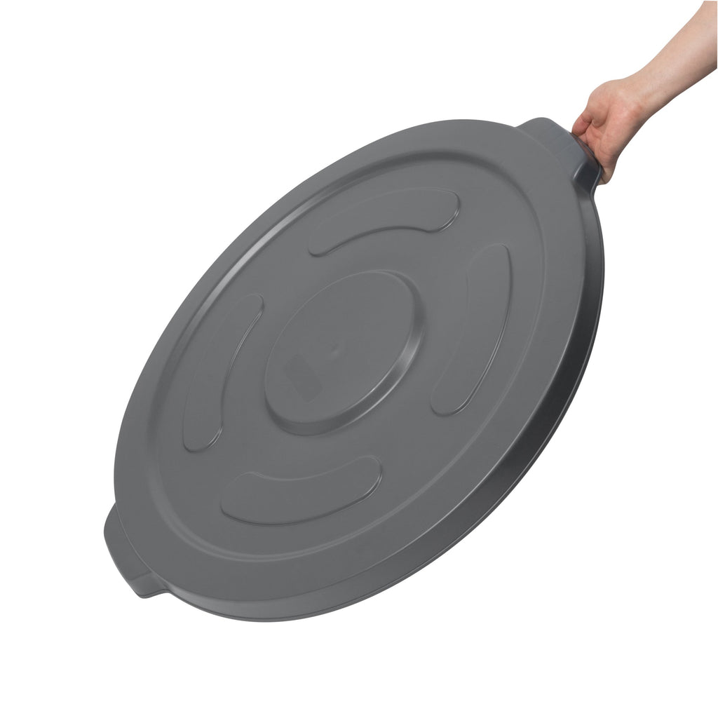 RW Clean Gray Plastic Commercial Trash Can / Ingredient Bin Lid - Fits 55 gal - 1 count box