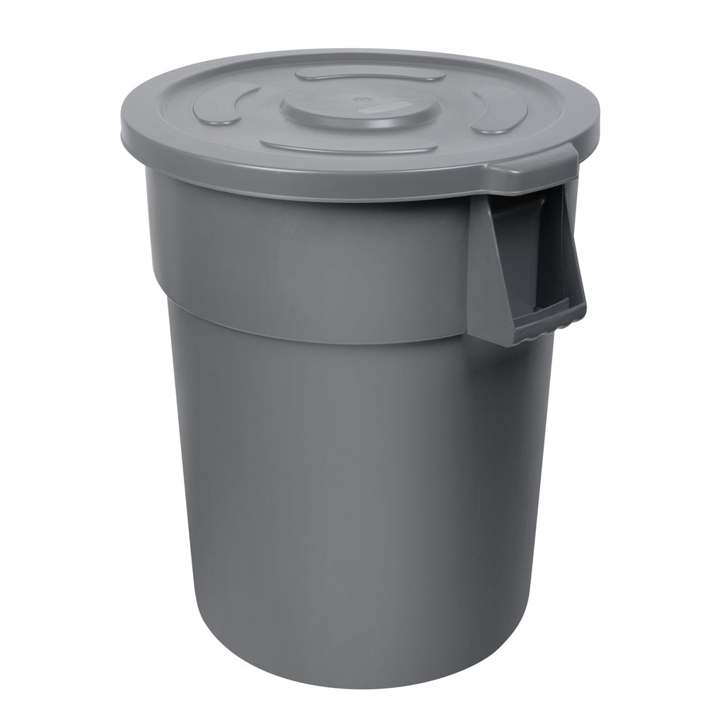 RW Clean Gray Plastic Commercial Trash Can / Ingredient Bin Lid - Fits 55 gal - 1 count box