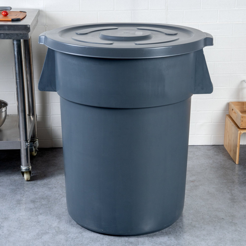 RW Clean Gray Plastic Commercial Trash Can / Ingredient Bin Lid - Fits 55 gal - 1 count box